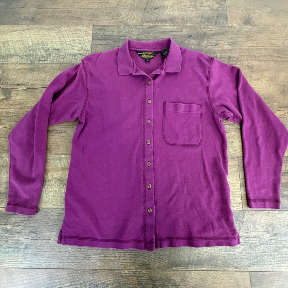 Eddie Bauer‎ Womens Purple Cotton Long Sleeve Shirt Medium